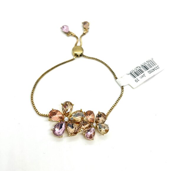NWT ISAAC MIZRAHI LIVE PINK PURPLE RHINESTONE ADJUSTABLE BRACELET GOLD TONE - Picture 1 of 10